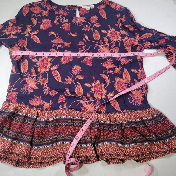 Beachlunchlounge Collection Women Boho Floral Peplum Peasant Blouse Size M - Picture 7 of 10